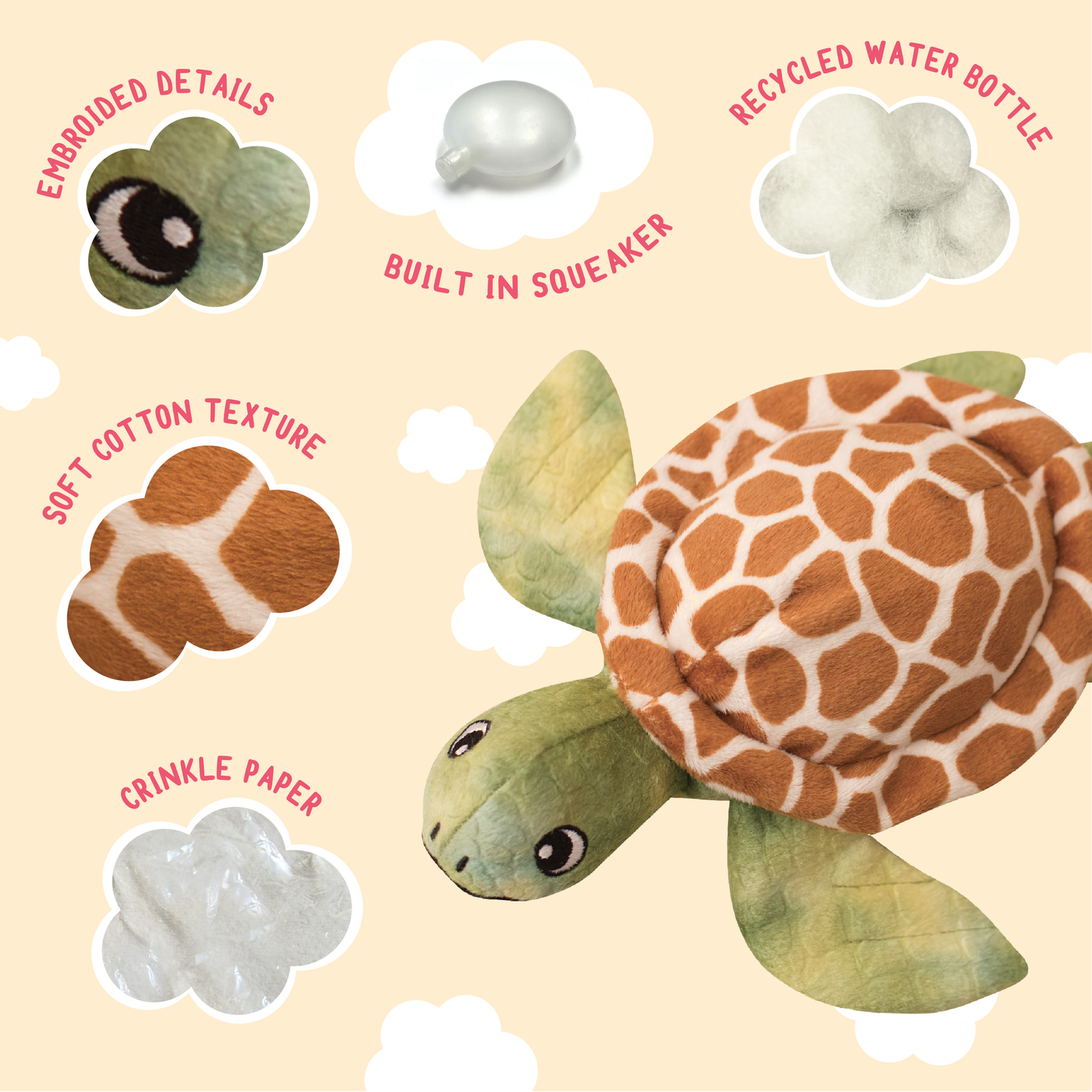 SnugArooz Shelldon the Turtle Plush Dog Toy 10"