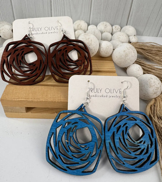 Wood Boho Mandala Earrings