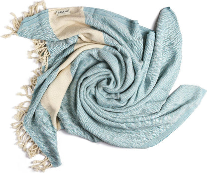 Aegean Concept Turkish Beach Towel, Quick-Dry, Baby Blue