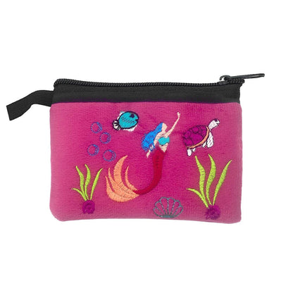 Embroidered Mermaid Sea Life Coin Purse