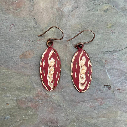 Patina Crimson Whirl Earrings