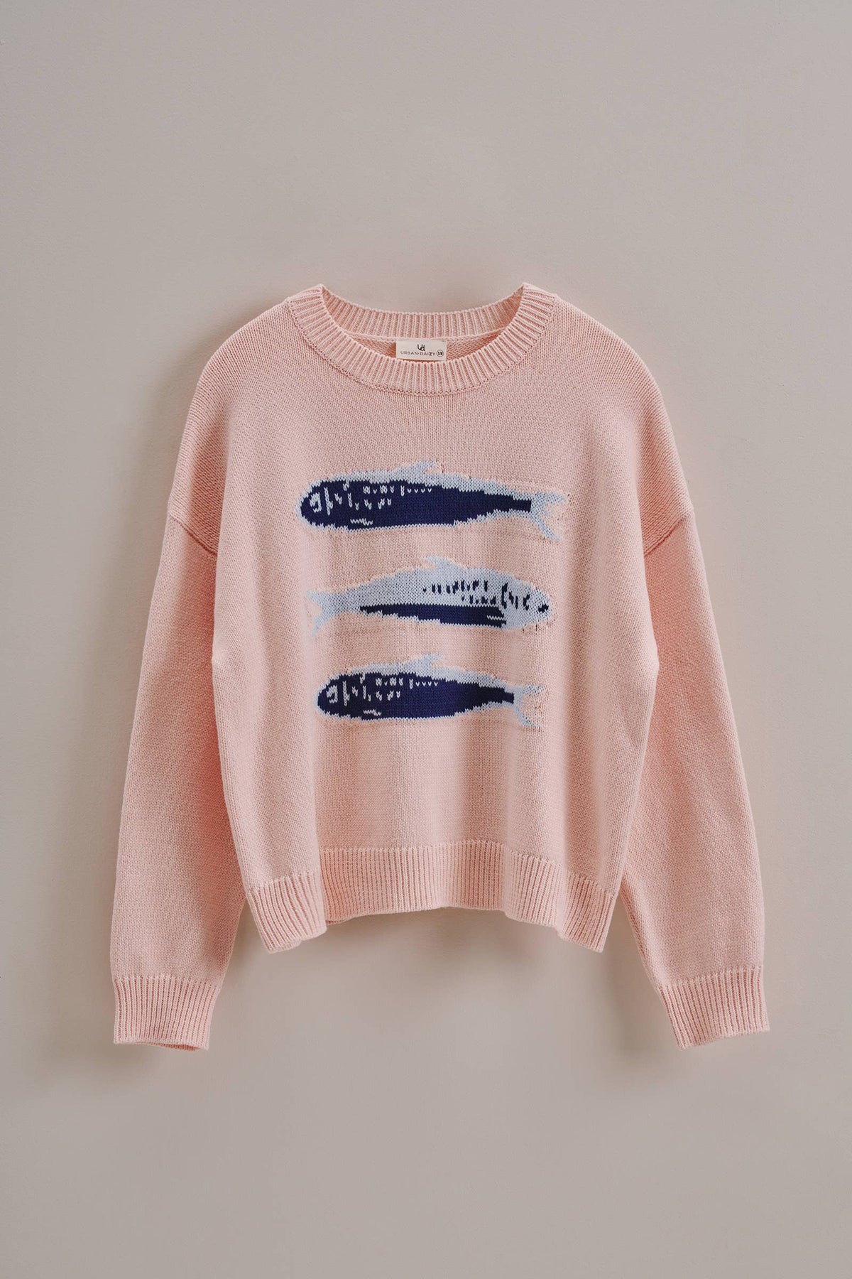 Graphic Oversized Drop-Shoulder Knit Sweater