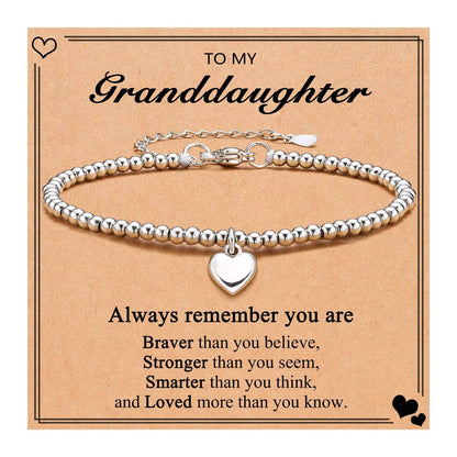 Heart Charm Stainless Steel Bracelet with Blessing Cards