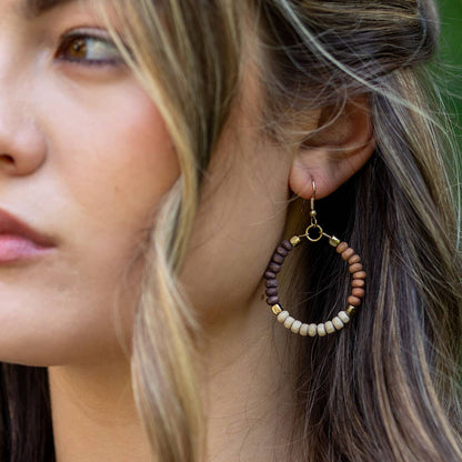 Prismatic Hues Hoop Earrings - Espresso, Brown, White