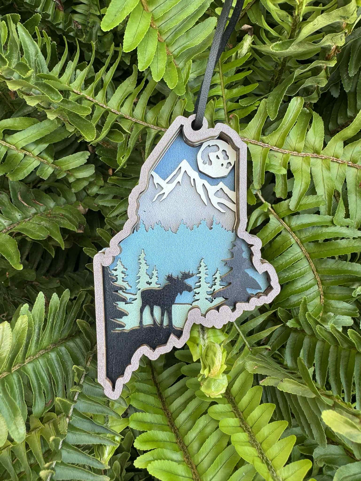 Layered Maine State - Moose Ornament