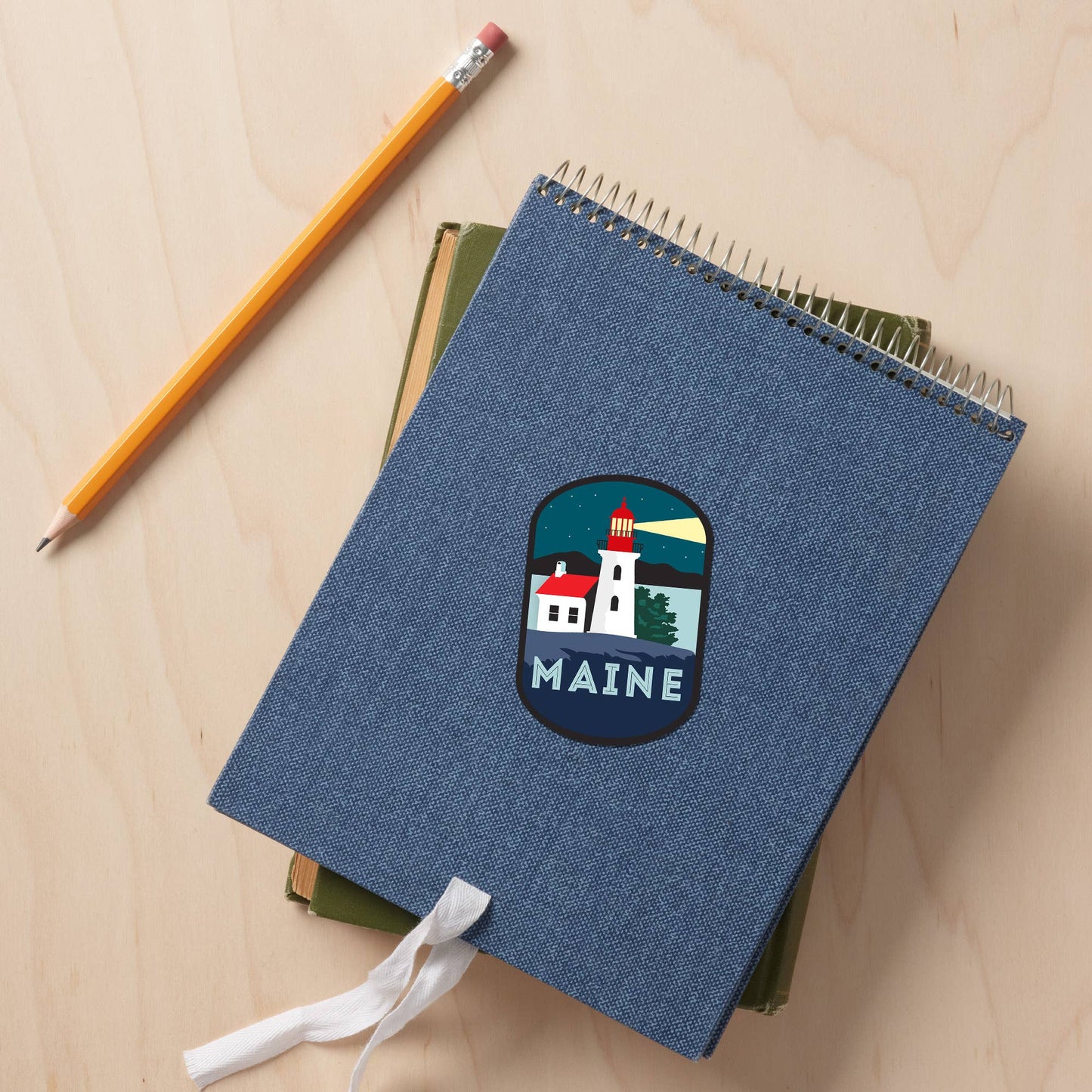 STICKER Maine, Lighthouse, Vector Style