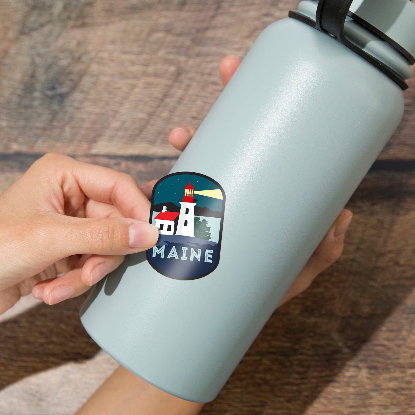 STICKER Maine, Lighthouse, Vector Style