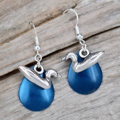 Deep Blue Loon Earrings Lake Mountain Jewelry Handmade