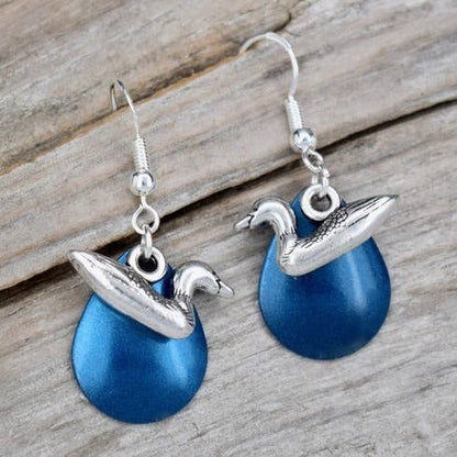 Deep Blue Loon Earrings Lake Mountain Jewelry Handmade