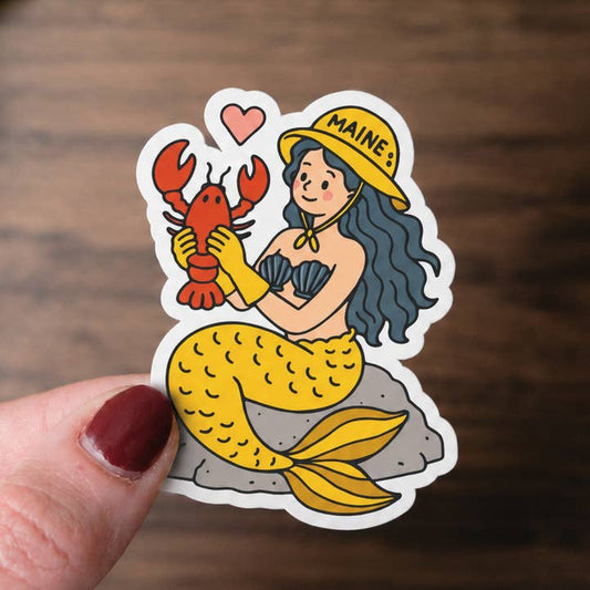Maine Yellow Fisherman Mermaid Sticker