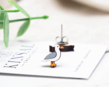 Seagull Wood Stud Earrings