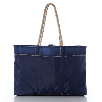 White on Navy Sand Dollar Ogunquit Beach Tote
