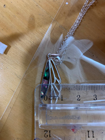 Small Dragonfly Wing Silver Abalone Necklace Set
