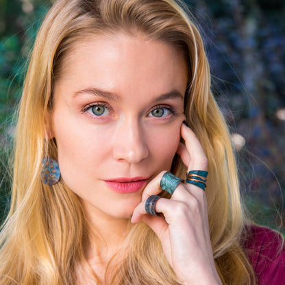 Rustic Flower Copper Patina Earrings