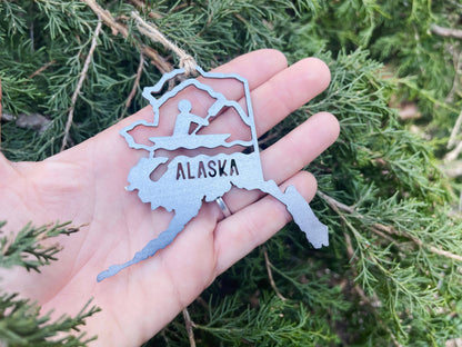 Maine Kayak Raw Steel Ornament