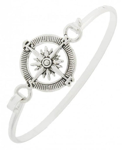 Antique Silver Compass Brass Casting Bangle Bracelet