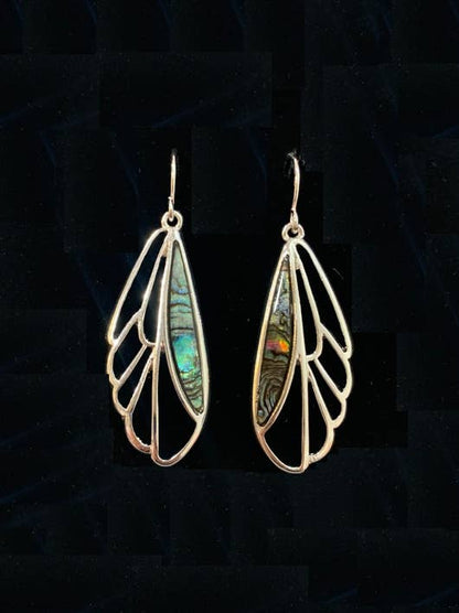SILVER ABALONE Dragonfly Wing Earrings