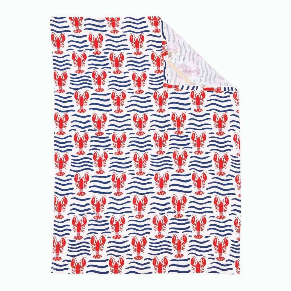 Lobster Waves Cotton Kitchen Towels