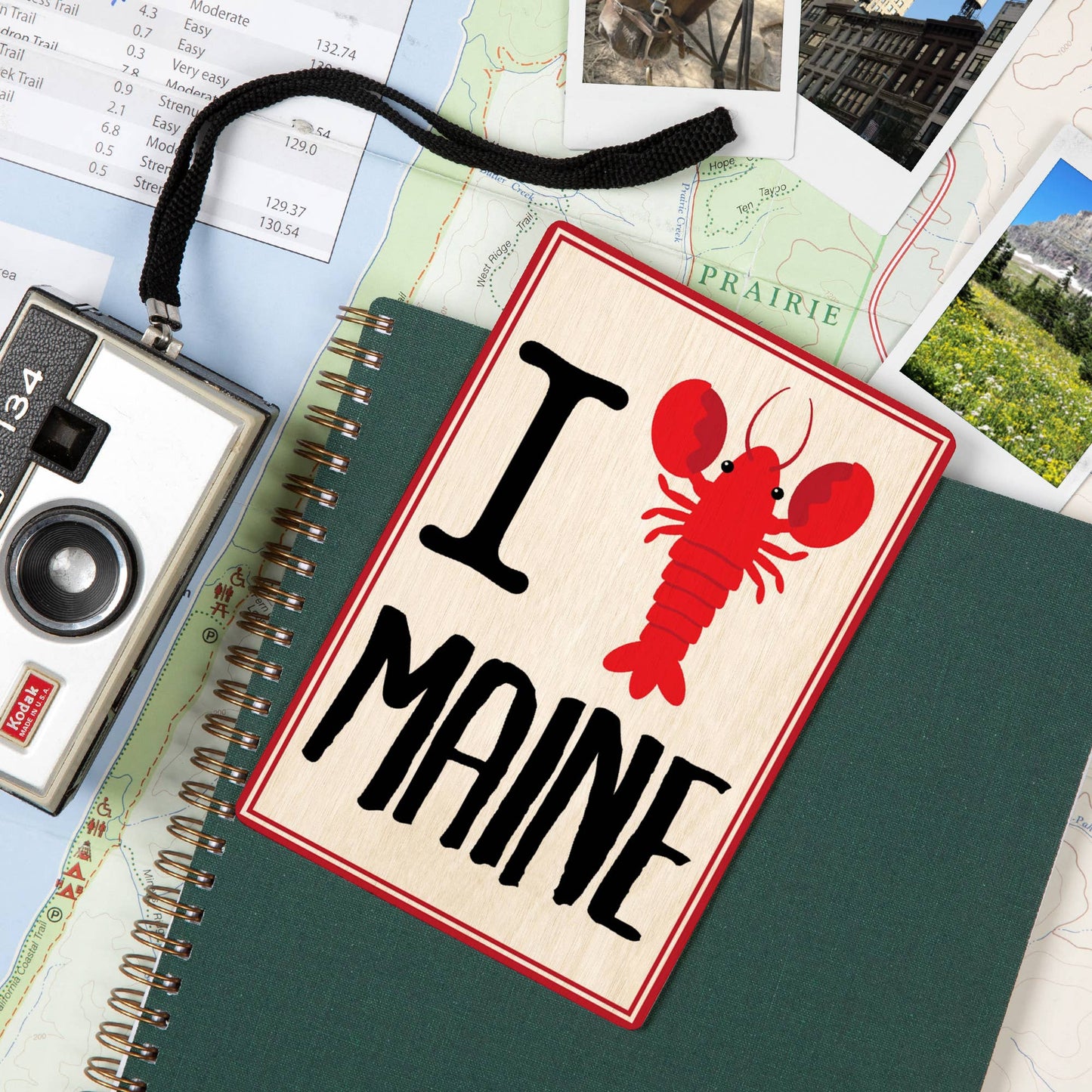 I Love Maine WOOD POSTCARD