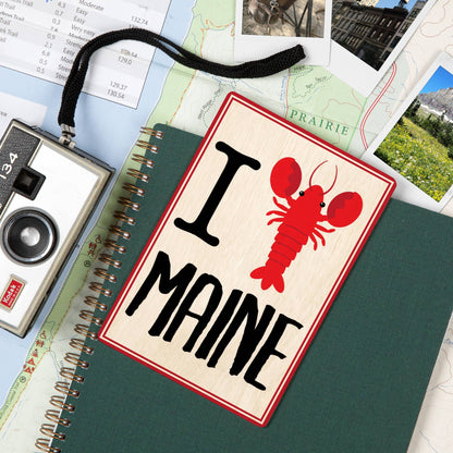I Love Maine WOOD POSTCARD
