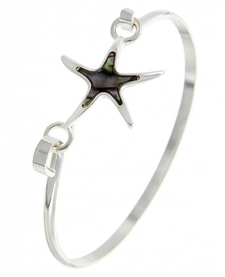 Abalone Starfish Brass Casting Bangle Bracelet