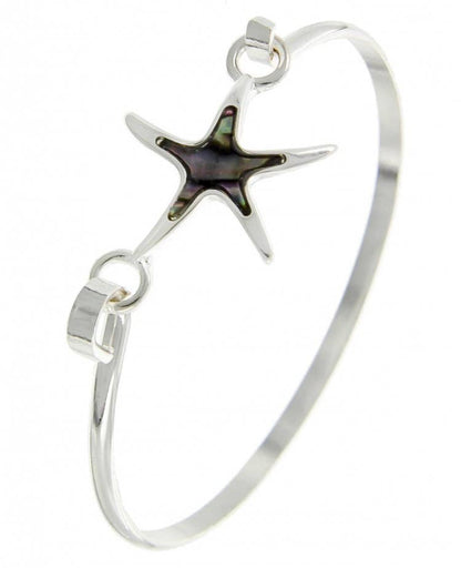 Abalone Starfish Brass Casting Bangle Bracelet