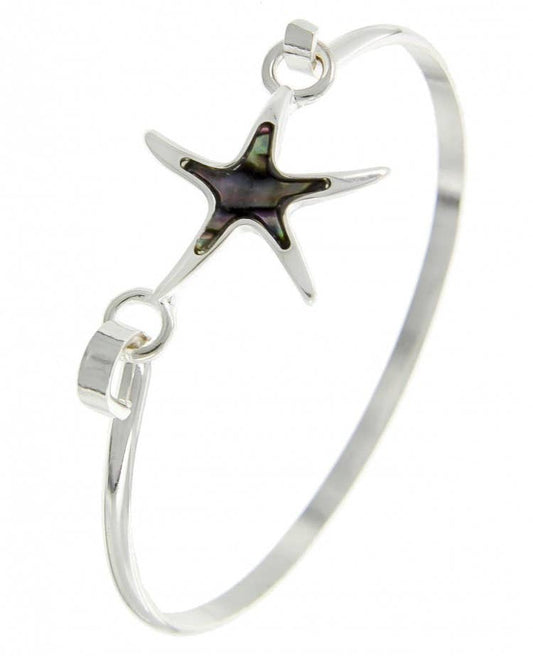 Abalone Starfish Brass Casting Bangle Bracelet