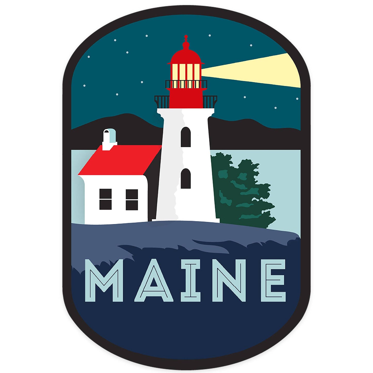 STICKER Maine, Lighthouse, Vector Style