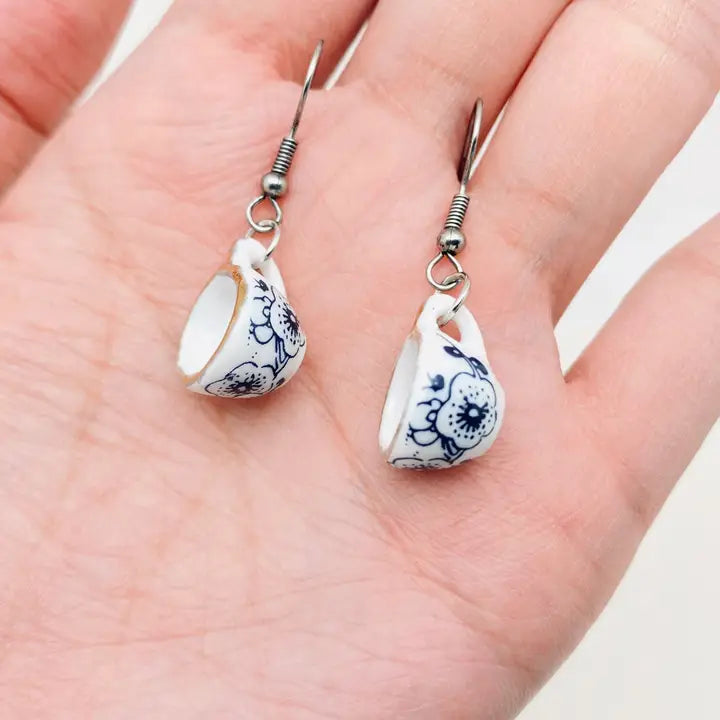 Ceramic Teapots and Tea Cups Charm Dangle Earrings