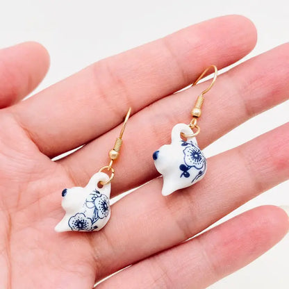 Ceramic Teapots and Tea Cups Charm Dangle Earrings