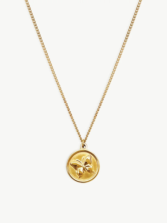 Must Have Butterfly Coin Pendant Necklace