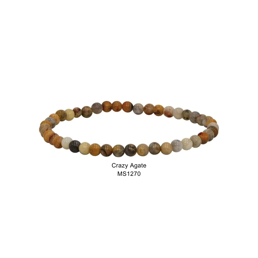 Mini Gemstone 4mm Beaded Stretch Bracelets