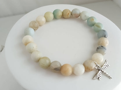 Dragonfly Bracelet, Washed Stone Bracelet, Summer Bracelet
