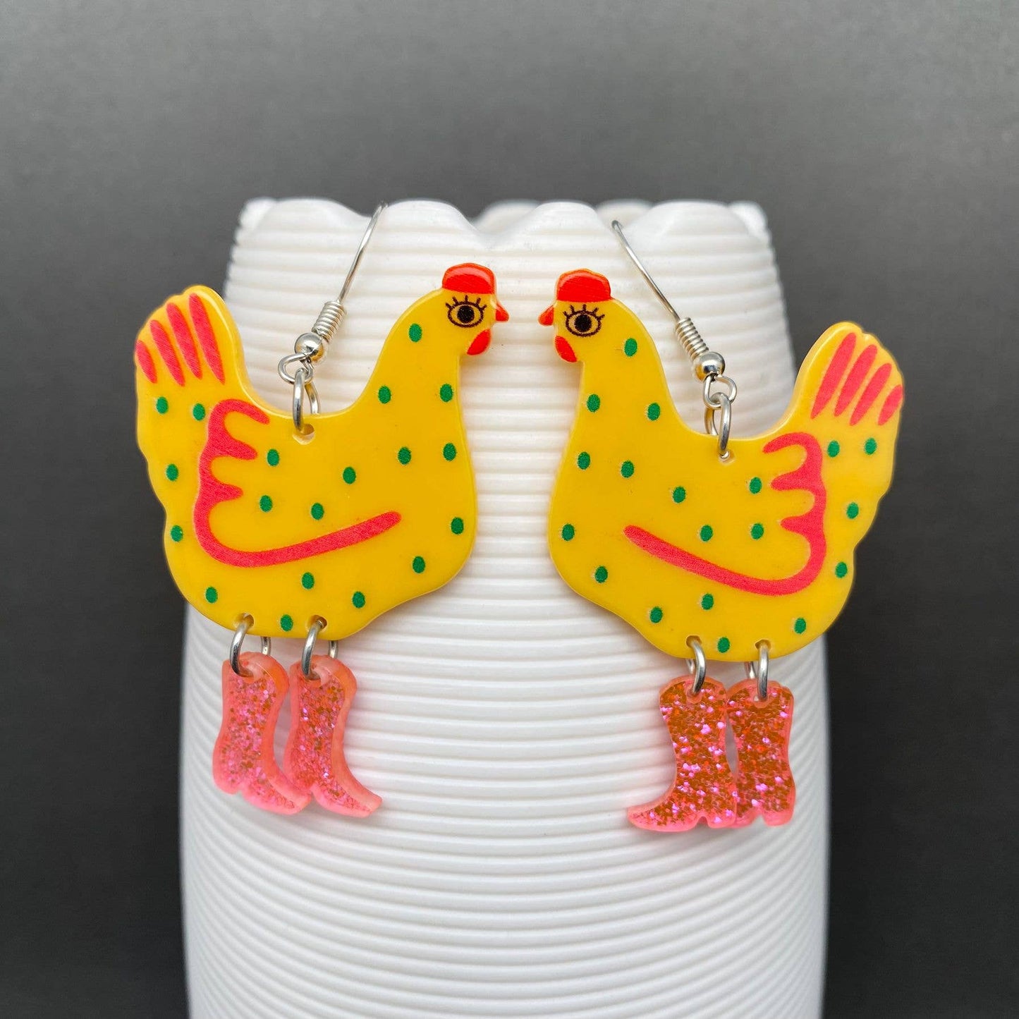 Acrylic Cock Dangle Earrings