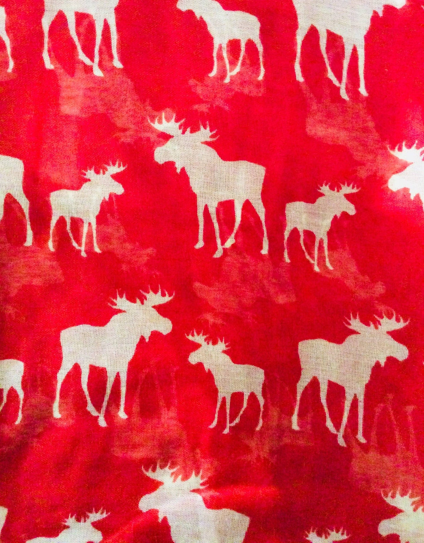 Moose Oblong Scarf  (Red)