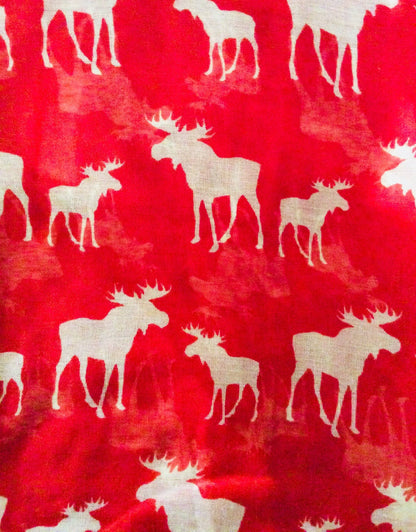 Moose Oblong Scarf  (Red)