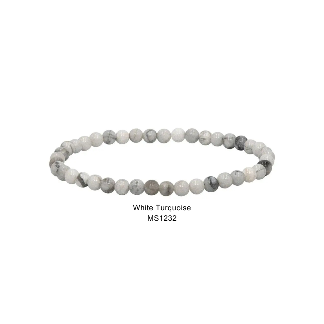 Mini Gemstone 4mm Beaded Stretch Bracelets