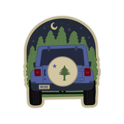 Maine Flag Jeep Sticker: Waterproof Vinyl, Original Design