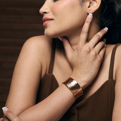 Handcrafted Copper Hammered Glow Pure Copper Cuff