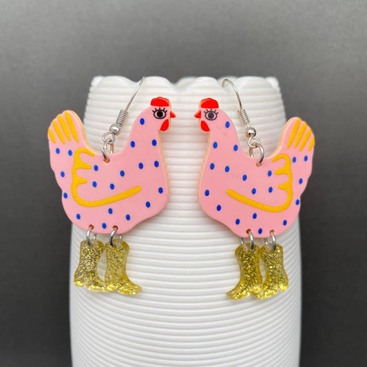 Acrylic Cock Dangle Earrings