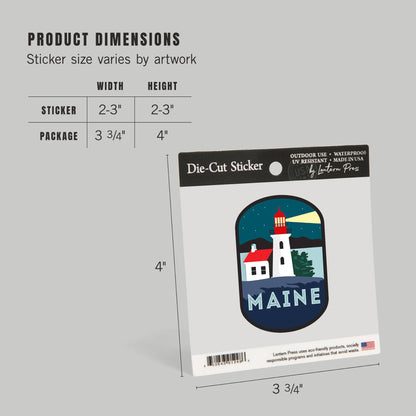 STICKER Maine, Lighthouse, Vector Style