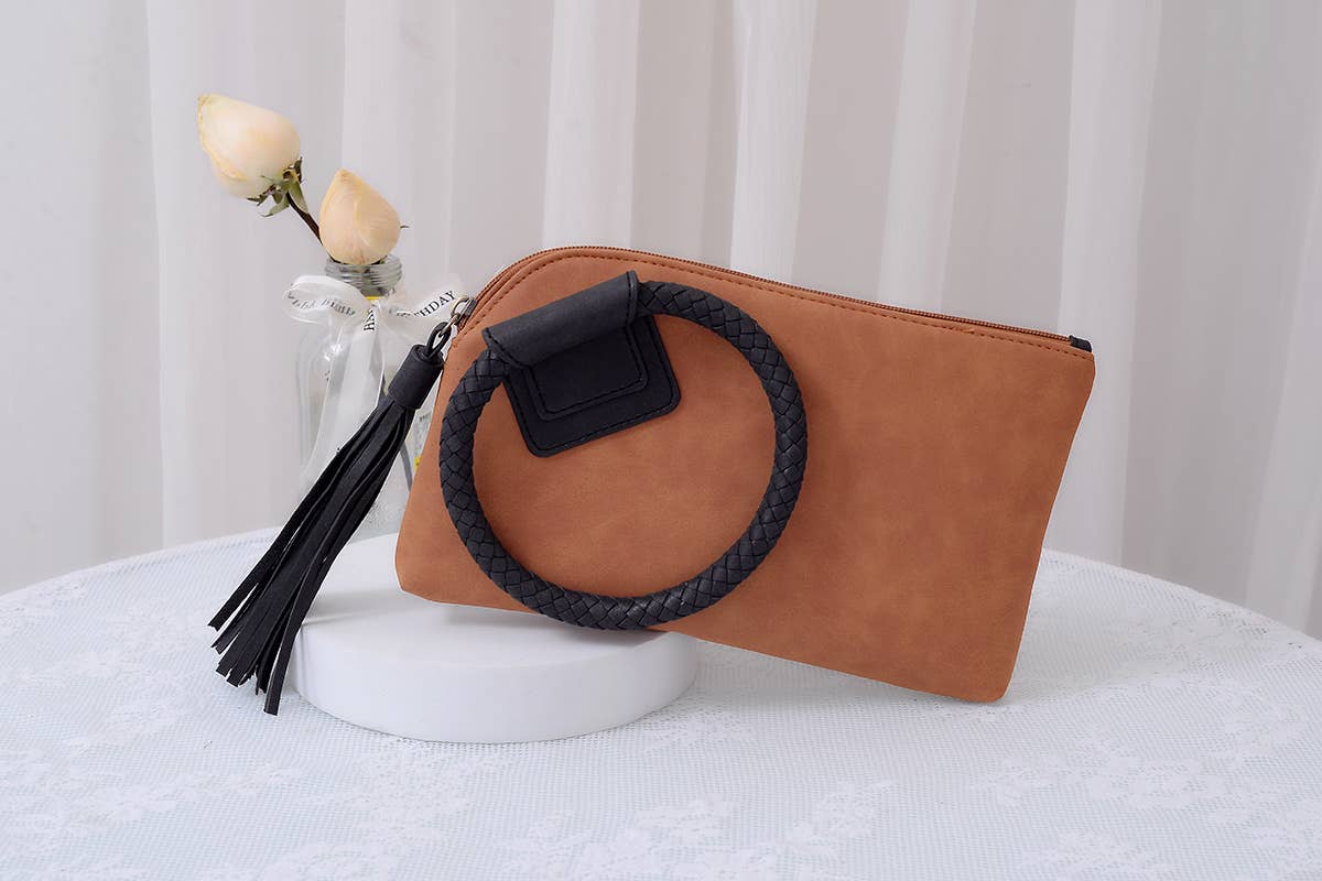 Cuff Handle Tassel Wristlet Clutch
