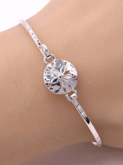 All Silver Sand Dollar Casting Bangle