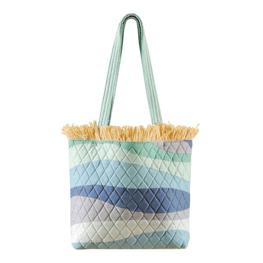 Ocean Waves Beachy Blue Tote Bag 13" x 10"