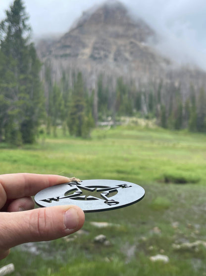 Compass Rose Adventure Raw Steel Metal Ornament Sustainable