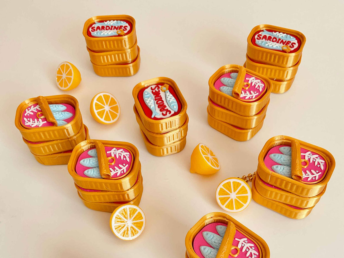Mini Sardines Container Clicker 3D Printed Fidget Keychain