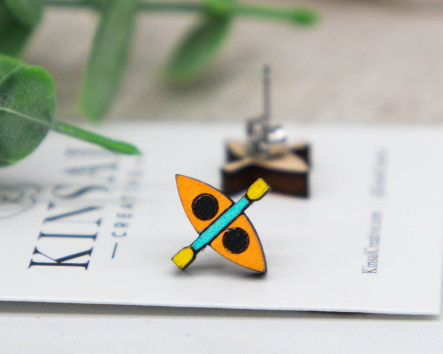 Kayak Wood Stud Earrings