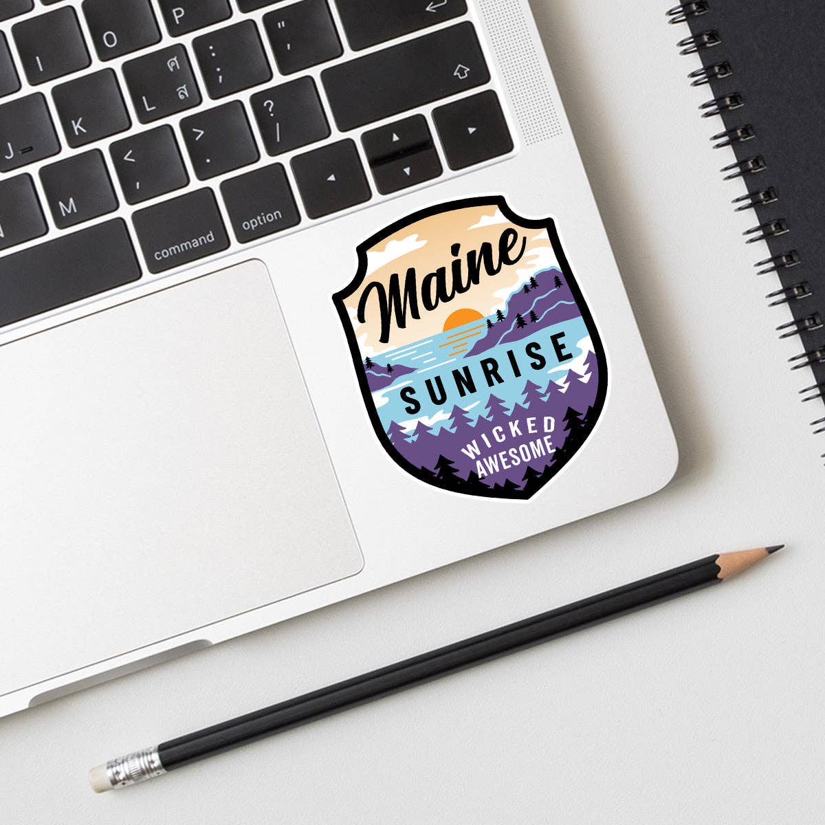 Maine Sunrise Wicked Awesome Die Cut Vinyl Sticker