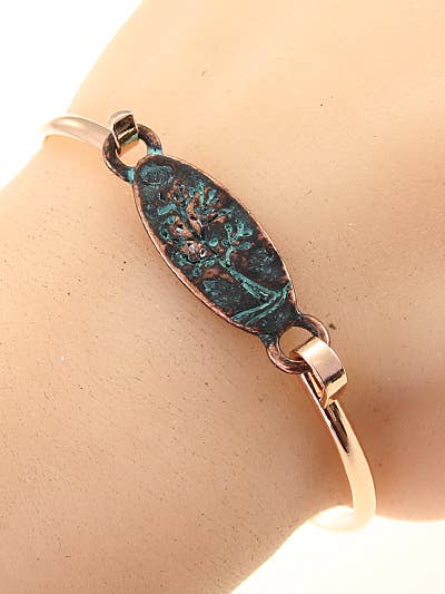 Patina Tree of Life Oval Casting Bangle