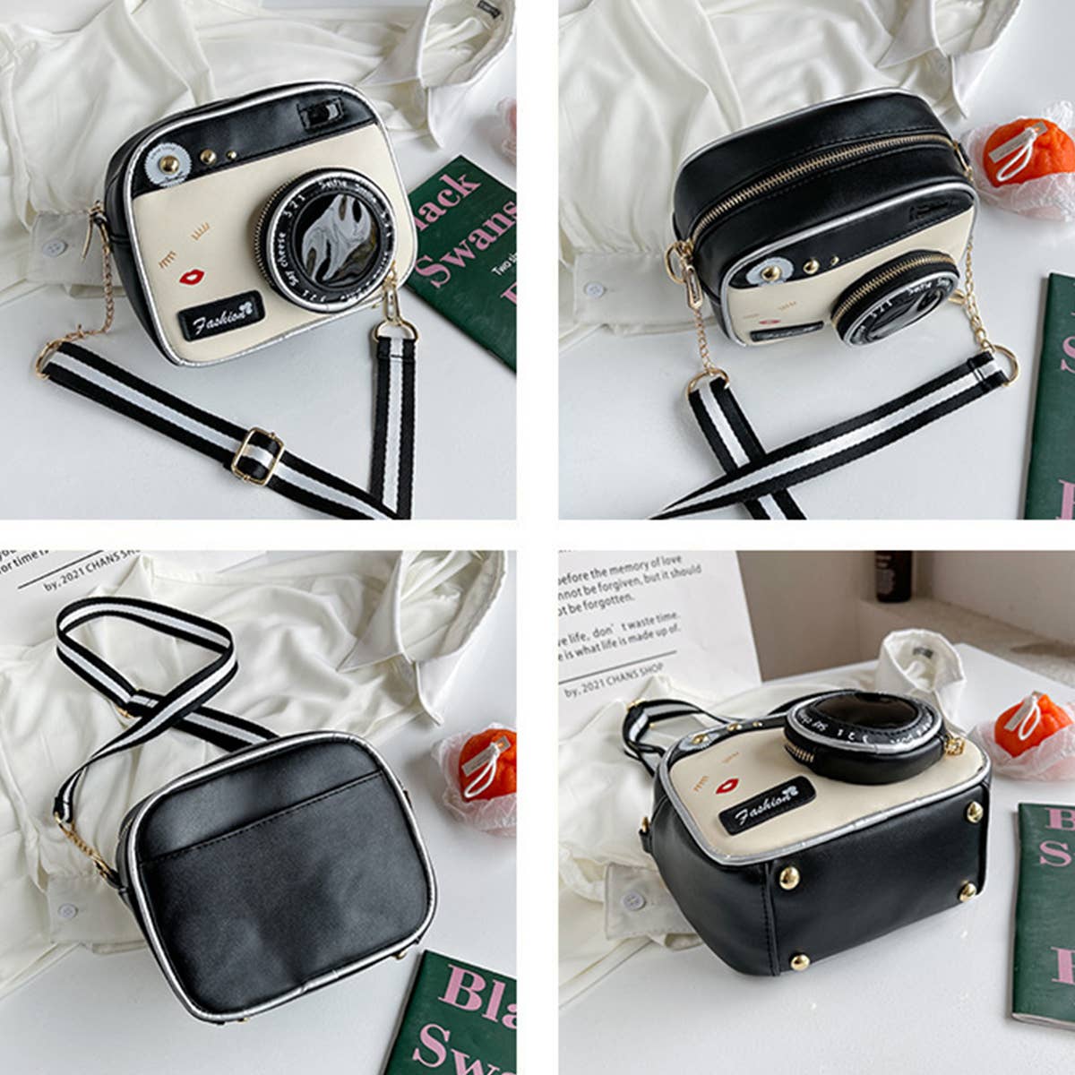 CAMERA-SHAPED SHOULDER BAG